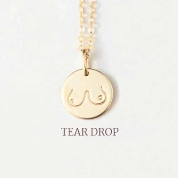 Jewelry - Teardrop Boobs Body Positivity Charm Disc Necklace
